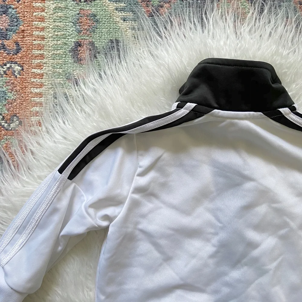 adidas baby zip up jacket white black track jacket athletic sporty toddler 6 mo
